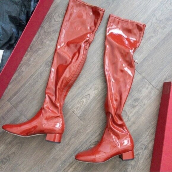 Valentino Garavani 40mm Faux Patent Leather Over The Knee Boot 36 6 Cherry Red - Picture 5 of 15